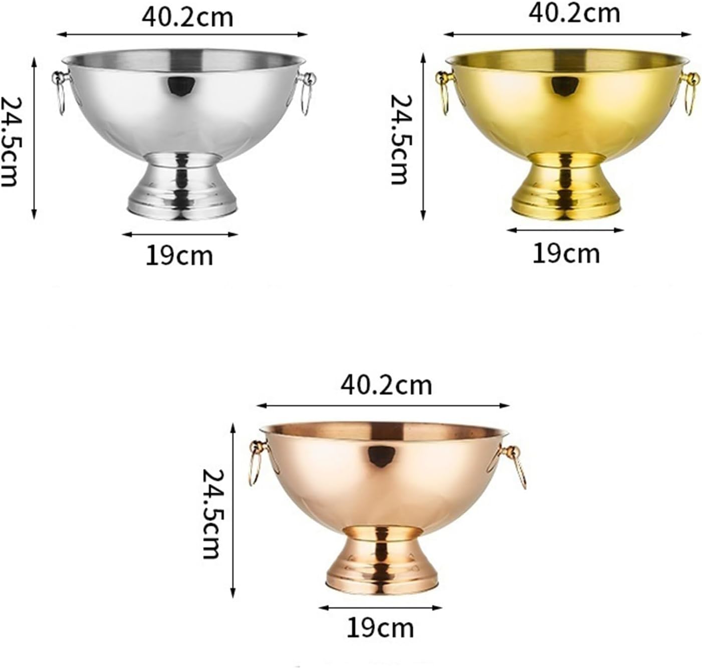 Ice Bucket Large Stainless Steel Double-eared Ice Bucket For Wine Champagne Beer KTV Clubs Bar Parties Insulated Ice Bucket(Silver)