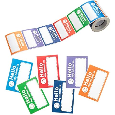 FACATH Colorful Plain Name Tag Labels - 250pcs Stickers - 75mm x 50mm, Colorful Border Name Tag Stickers, Clothing Labels for School, Office, Presents and Bottles Cover