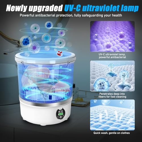 Image of Portable Mini Washing Machine,Upgrade Blue Light,3L Capacity Underwear Washing Machine,Deeply Clean Underwear,Baby Clothing & Small Items of Clothing,Mini Washer Suitable for Family,Hotel,Camping
