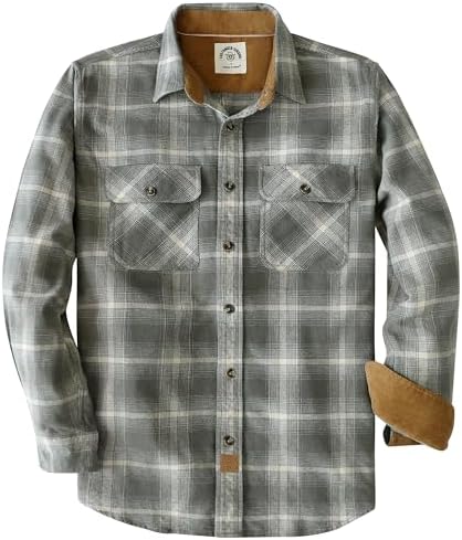 Dubinik® 6 oz Flanellhemd Herren Retro Weich Langarm Kariert 100% Baumwoll | Freizeit, Weich und Warm, langlebig, für Alltag, Arbeit und Outdoor, Cordfutter,Regular Fit, Doppelten
