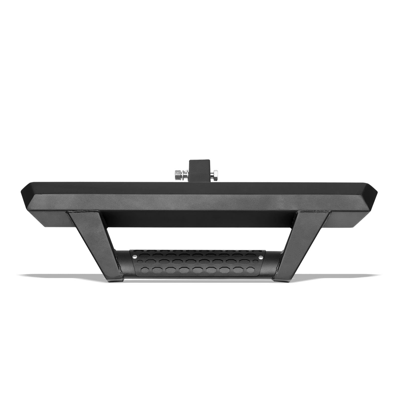 733469495321 Universal Matte Black Hoop Style Trailer Tow Mount Rear Hitch Drop Step Bar Bumper Guard for 2" X 2" Towing Receiver Tube