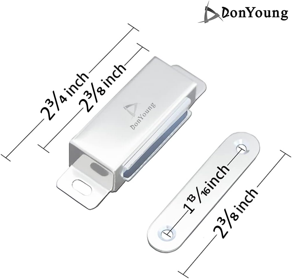 DonYoung Magnetic Latch, 40lb Magnet Cabinet Door Catch 4 Pack, Stainless Steel Screws for Solid Surface, Keep Kitchen Bathroom Cupboard Wardrobe Closet Door Drawer Tightly Closed, Easy Installation