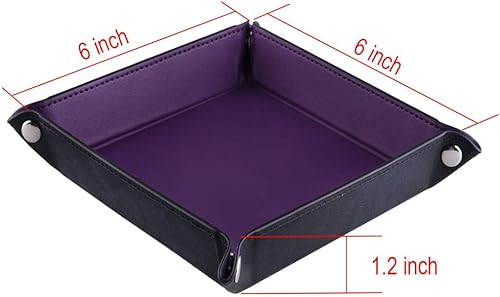 Miniatura 10 de SIQUK 6 bandejas de dados plegables de piel sintética para juegos de dados, 6 colores oscuros