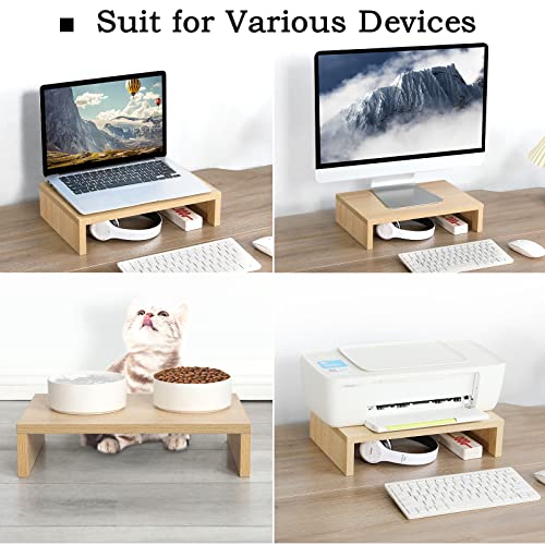 TEAMIX Wood Monitor Stand Riser-2 Pack,Maple Adjustable Monitor Stand Dual Monitor Riser for 2 Monitors/Laptop/PC Computer Stand for Desk
