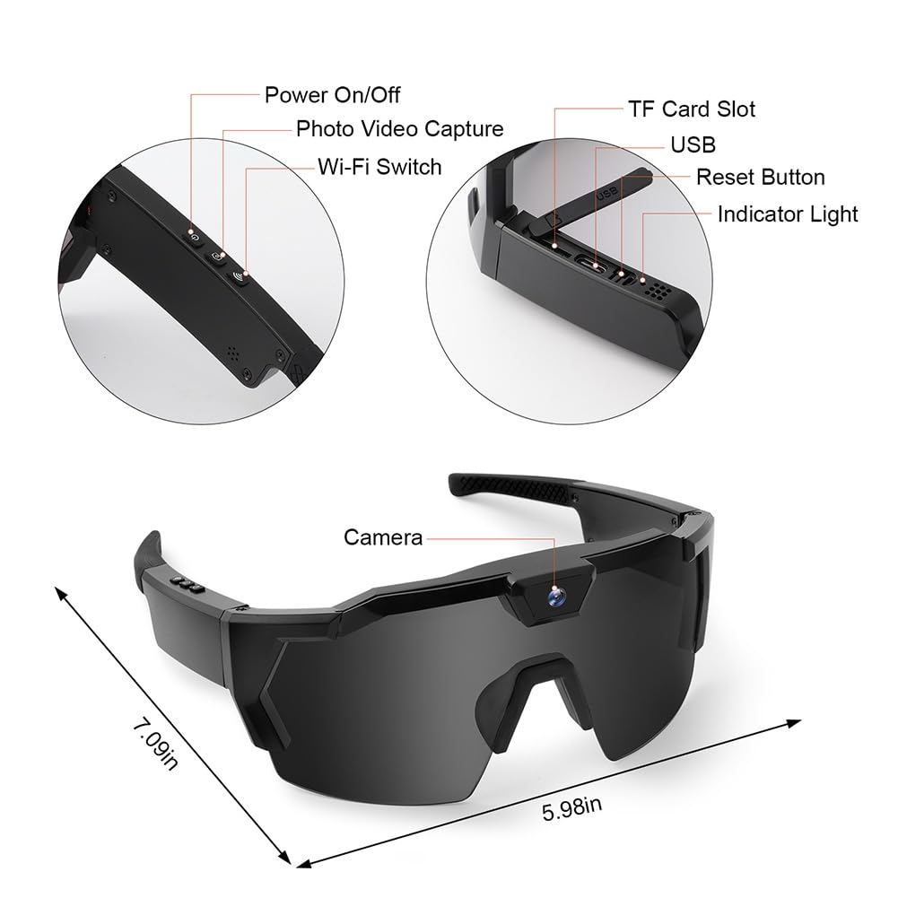 Okulary wideo HD kamera sportowa inteligentna kamera sportowa okulary zewnętrzny rejestrator kierowcy kamera spacerowa B