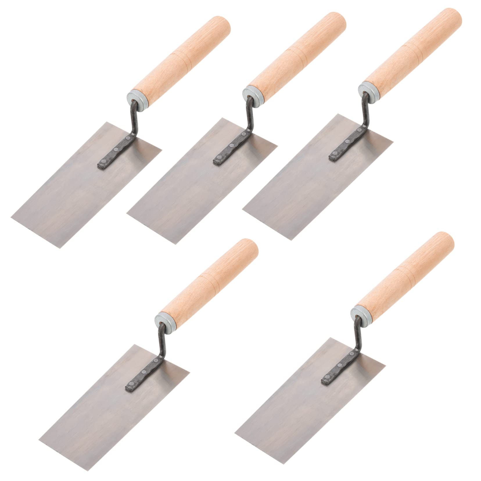 Cazzuola per Margini in Acciaio Inox 5 Pezzi Manico in Legno | Spatola da Muratore, Rivetti Robusti, Sagomatura e Livellamento Dell’intonaco, Set Multiuso