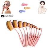 Makeup Brushes,Vander 10 Pcs Fashionable Professional Super Soft Oval Toothbrush Makeup Brush Set Foundation Brushes Contour Powder Blush Concealer Eyeliner Make Up Brush Cosmetics Tool (Pink)