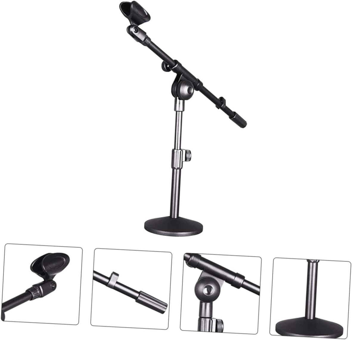 Adjustable Mic Stand Boom Arm for Speech Recording Compact Desktop Microphone Holder for Home and Stage Use Angle Flexibility Lightweight and Construction