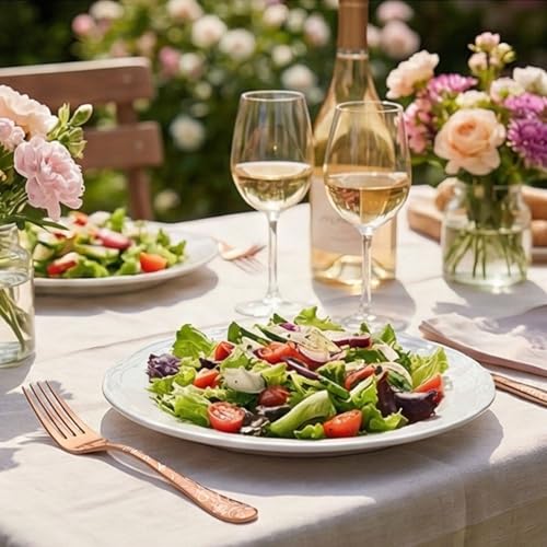 Image of Rosegold 4-Piece Cutlery Set with Floral Printed Handle | 2 Tablespoons & 2 Dinner Forks (8.1 inch) | Durable Stainless Steel Tableware for Home, Restaurants, and Gift Giving