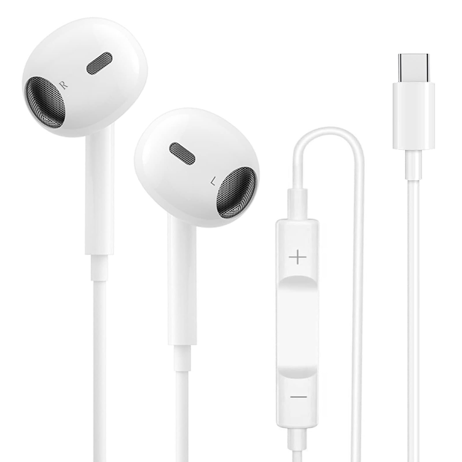 Kopfhörer für iPhone, USB-C In-Ear Kopfhörer mit Kabel, HiFi Stereo Ohrhörer mit Mikrofon & Lautstärkeregler – geeignet für iPhone 17/16/15 Series, iPad, Galaxy S/A/Z Series weitere USB-C Gerätel