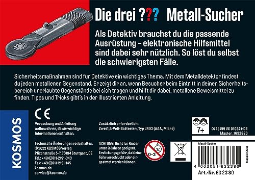 Die drei ??? Metall-Sucher von KOSMOS, Mini-Detektor, Detektiv Set, Agenten Ausrüstung, Spielzeug für Kinder ab 8 Jahre, in praktischer Metalldose, Mitbringsel, kleines Geschenk, Gadget