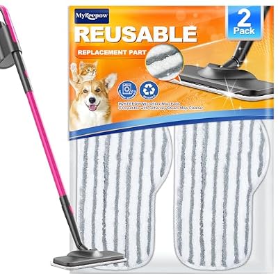 MyKEEPOW Steam Mop Pads Compatible with Schenley & Dupray Neat Steam Cleaners, Microfiber Mop Pad Refill for Multi-Surface Floor, 2 Pack, Grey