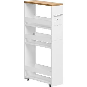 4 Tier Rolling Trolley 40 x 15 x 80 cm Narrow Kitchen Trolley on