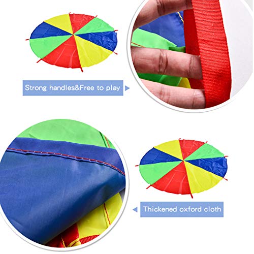 HAPPYMATY Outdoor Rainbow Umbrella Parachute Kids' Gymnastics Gear Kindergarten Sports Development Toys 5M/16FT