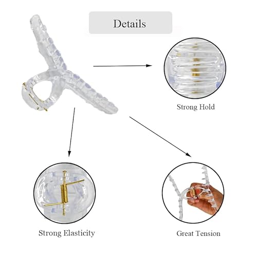 Chaobang 4 Pcs Transparent Hair Clips 4.33Inch For Thick/Fine/Thin Hair Women Girls, Strong Hold Teeth Interlocking Women's Large And Small Hair Clips (Transparent Hair Clips) #TOP2