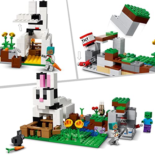 Minecraft Il Ranch del Coniglio, Idea Regalo di Compleanno, Giochi per Bambini e Bambine da 8 Anni con Figure di Domatore, Zombie e Animali 21181 - Lego - Immagine 2