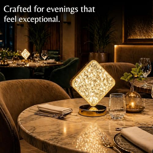 Image of Lexton Triangular Pyramid Crystal Lamp | USB LED Table Light with 3 Mood Changing Colors | Stylish Design for Gifting & Home Lighting (Pack of 1)