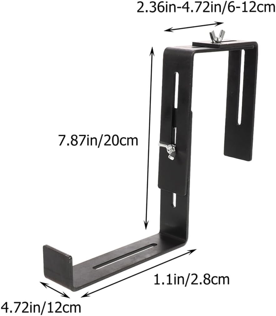 Railing Flower Pot Bracket Plant Pot Holder for Square Planters Outdoor Balcony Garden Flower Planter Shelf with Mounting Hangers 2 Sets