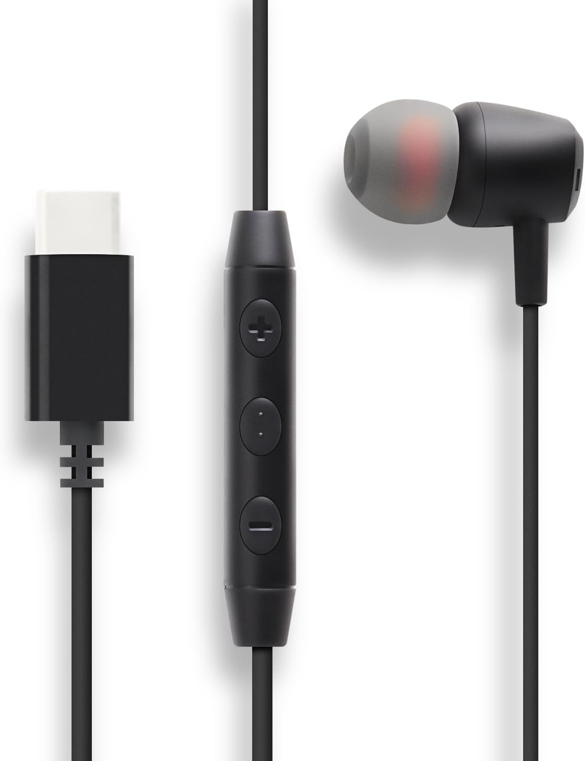 Type-C 片耳イヤホン USB-C 有線 イヤホン ケーブル カナル型 寝ホン 寝ながらイヤホン シリコン イヤーピース リモコン 音量調整 マイク付き イヤホンマイク リモートワーク テレワーク 片耳 ハンズフリー 通話 (ブラック)