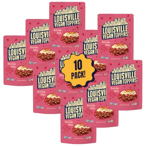 Louisville Vegan Jerky – Toppins’ Bacon Bits, Vegetarian and Vegan Meat - Non-GMO Soy Protein, Gluten-Free High Protein Vegan Snacks (3 oz, 10 - pack)