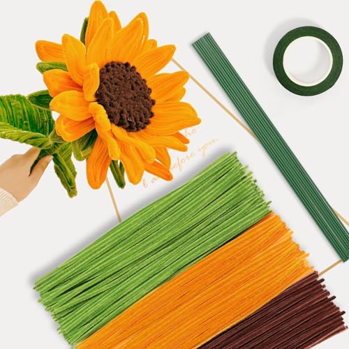 PONSEY Lot de 300 cure-pipes tournesol multicolore - Chenille ruban bâtonnets fleurs - Bricolage