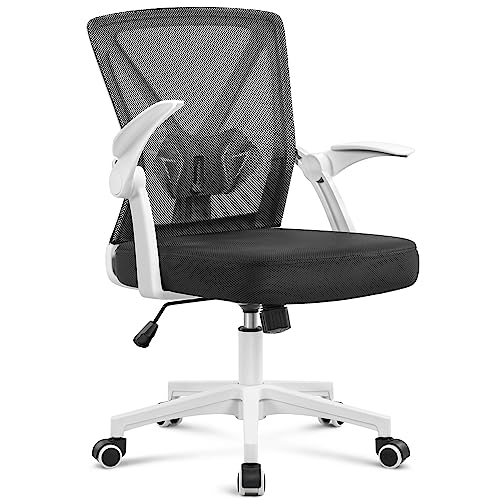 Yaheetech Sedia Ufficio Ergonomica, Bianca/Nera