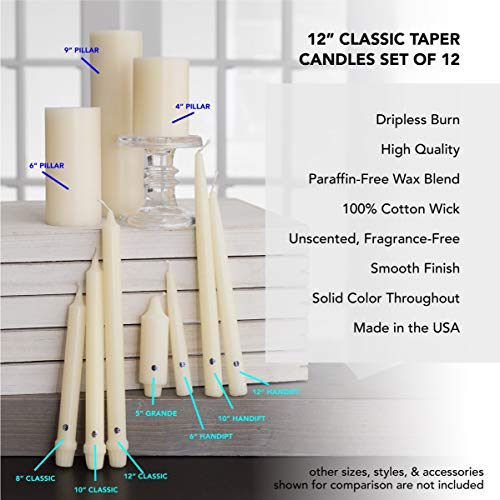 Image of Colonial Candle Unscented Taper Candle, Handipt Collection, Colonial Classic Green, 12 in, Pack of 12 - Up to 10 Hours Burn
