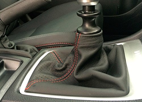 RedlineGoods Shift Boot - Non-STI 6-SPD Compatible with Subaru WRX/STI 2015-21. Tailor Made - not Universal. Genuine top-Grade Italian Black Suede (Alcantara) with Blue Thread