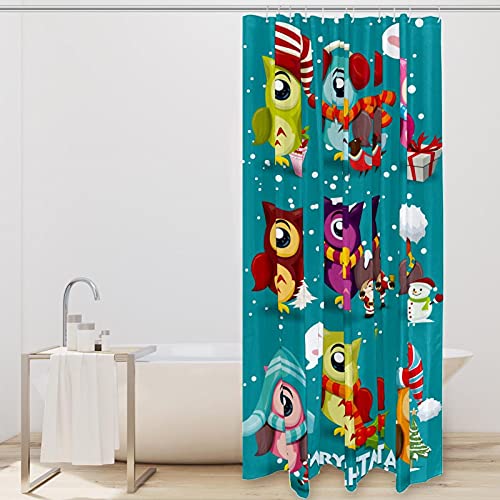 Rideau de douche Noël hiboux idée cadeau déco maison originale