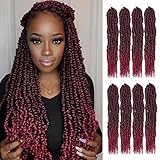 Pre-Twisted Passion Twist Hair 18 Inch, Long Passion Twist Crochet Hair for Black Women 8 Packs...