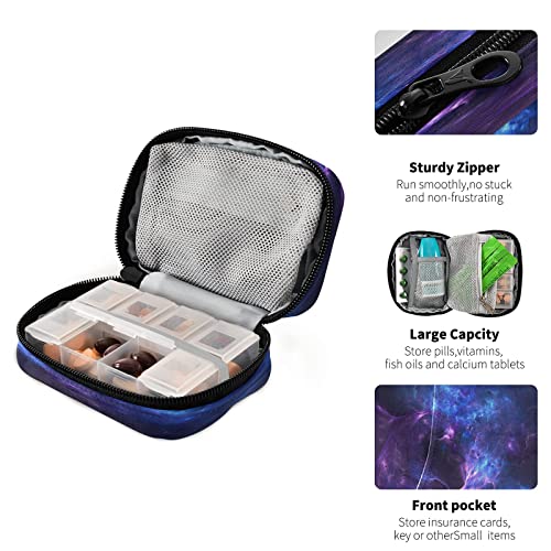 Naanle Colorful Galaxy Pill Box 7 Day Pill Case Nebula Travel Pill Organizer Bag With Zipper Portable Weekly Case Compact Size For Vitamin Supplement Holder Home #TOP3