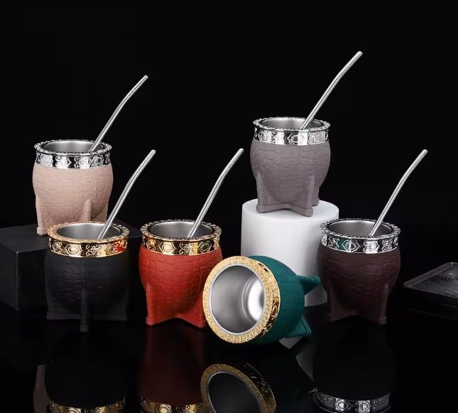 Stainless Steel Yerba Mate Starter Kit with Bombilla and Cleaning Brush (Green)