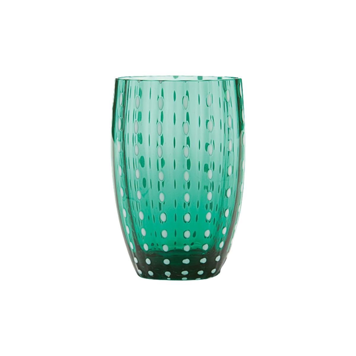 Zafferano Perle Glass Tumbler - Handmade Transparent Coloured Glass, cl 32 h 109mm d 71mm - Set 6 Pieces - Green