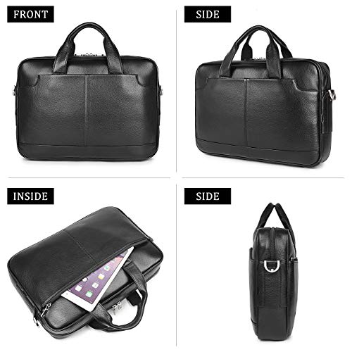 Augus Leather Laptop Briefcase for Men,Waterproof Travel Messenger Duffle Bags 15.6 Inch Laptop Bag2