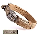 【 Collar táctico ajustable para perros 】Los collares militares para perros con asa pueden ayudarle a controlar bien a su perro. Proporcionamos 3 tamaños: Tamaño M (15"-18.5"), Tamaño L (17.5"-21.5"), Tamaño XL (21"-24.5"). La anchura es de 1,5 pulgadas. El cuello de cada tamaño se puede ajustar entre 3 pulgadas. Es perfecto para perros medianos y grandes, especialmente para el entrenamiento de perros, patrullaje y caza.