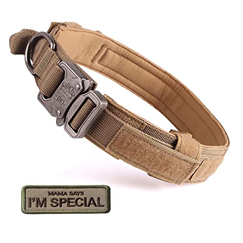 S.Lux Tactical Hundehalsband mit Griff, einstellbare Ausbildung militärische Hundehalsbänder Schnellverschluss Heavy Duty Metallschnalle für mittlere große Hunde (Braun, M) Cover