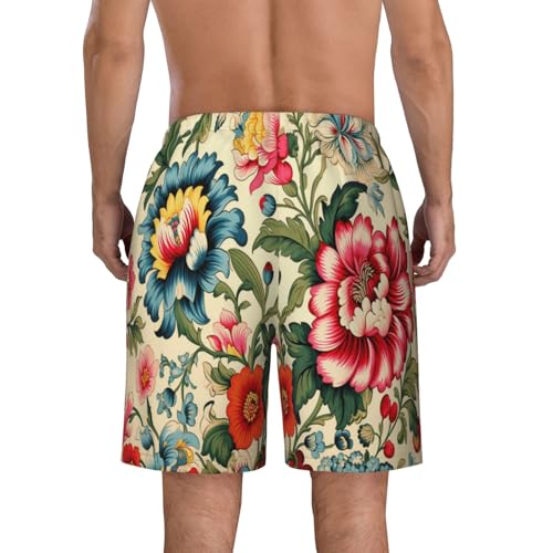 Colorful Flowers Men Beach Pants â€“ Swim Trunks for Men,Quick-Dry and Comfortable, Suitable for Beach, Surf, and Everyday Wear4