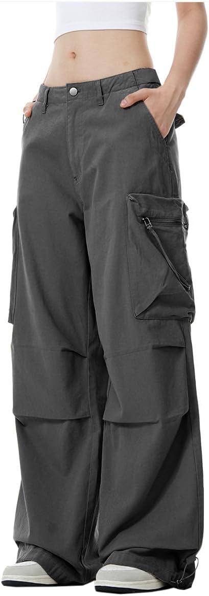 WZIKAI Womens Parachute Cargo Pants Y2K Baggy Cargo Pants Wide Leg Casual Joggers with Pockets - Image 2