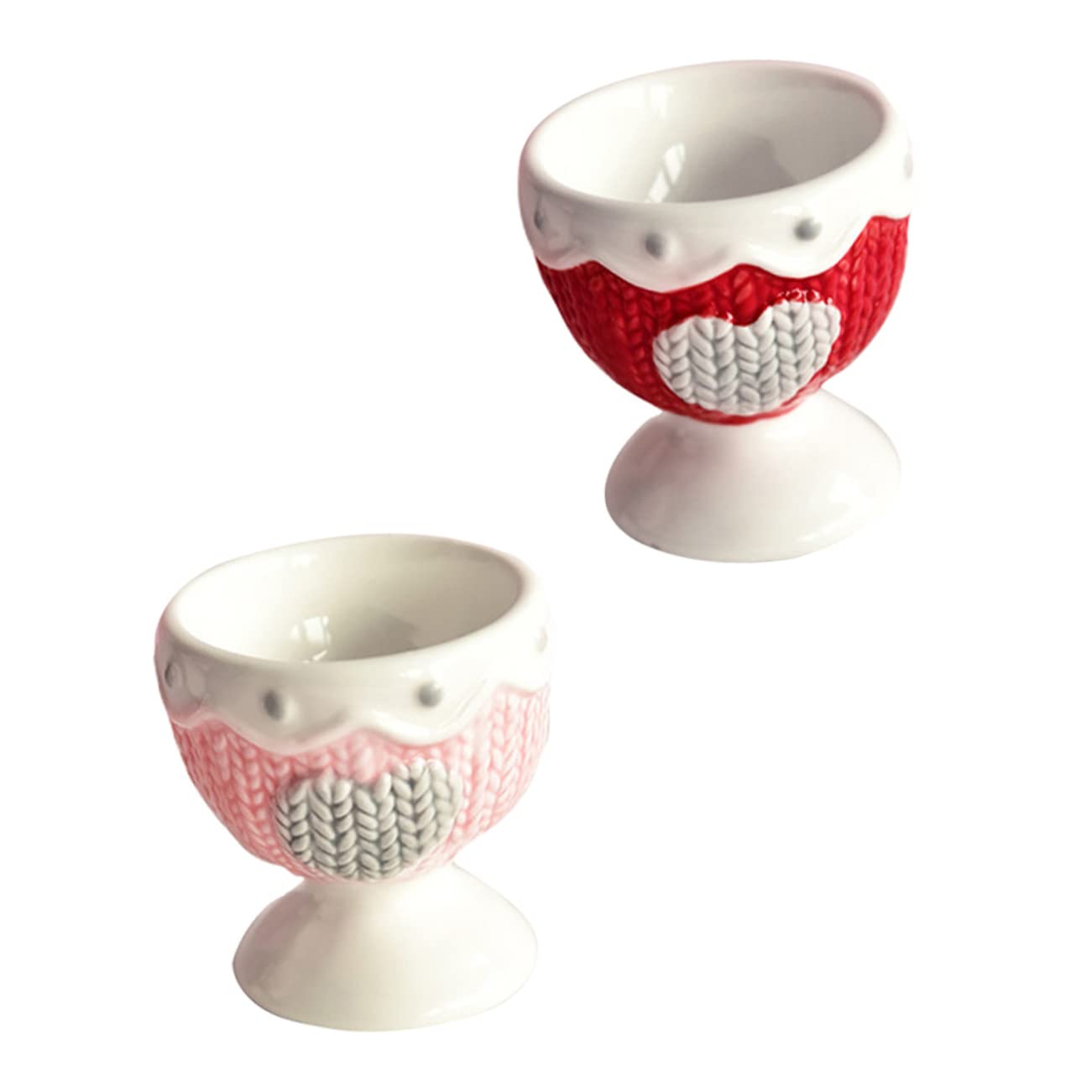 Ciieeo 2pcs Heart Ceramic Egg Holder Decorative Egg Cups for Storage Perfect for Breakfast Home Decor