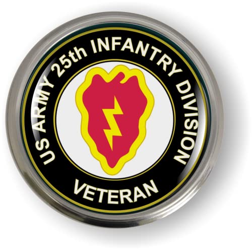 Image of 25th Infantry Division US Army Veteran CAR Emblem Badge Aluminum Bezel | Official U.S. Army Licensed Product, 3D Domed, Tropic Lightning Sticker, Semi-Flexible, made by BestLicensePlateFrames