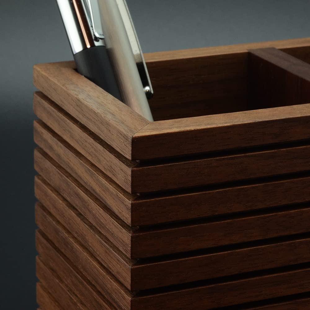 Amazon.co.jp: ペンスタンド 木製 ブラックウォールナット ライン