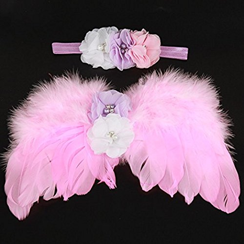 Ali di angelo di piume di bambino con fascia per