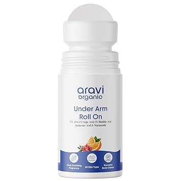 Under Arm Roll On Deodorant - 5% AHA, 2% Kojic Acid & 1% Mandelic Acid - Alcohol & Aluminium Free, Baking Soda Free - All Skin Types - Suitable for Women and Men - 1.6 FL Oz / 50 ml