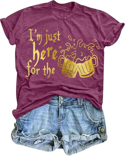 Magical Shirts for Women I Am Just Here T-Shirt Wizard Costume Clothes Graphic Tees Family Holiday Vacation Tops Dark Red