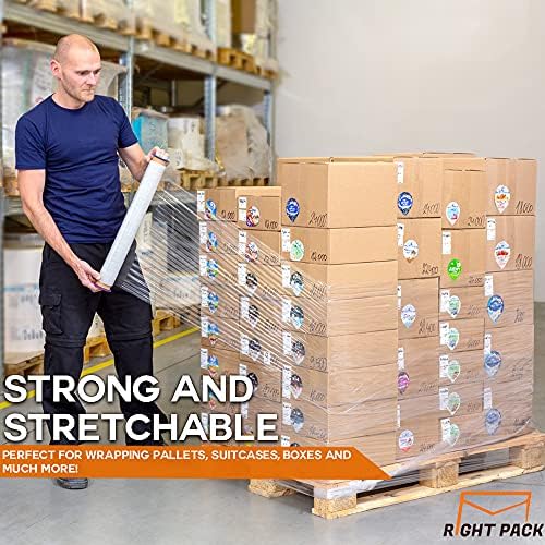 6 Rolls Clear Pallet Stretch Shrink Wrap Cast Parcel Packing Plastic Cling Film Strong Heavy Duty Rolls for Moving House Furniture (400mm x 300m 17mu) Right Pack