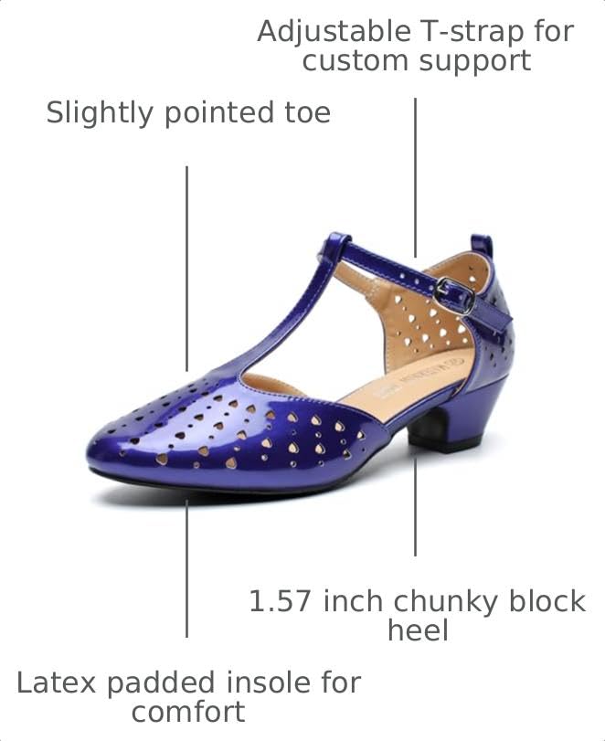 Image of MAIERNISI JESSI Women's T-Strap Mary Jane Pumps, Low Block Heel, Closed Toe, Buckle Ankle Strap