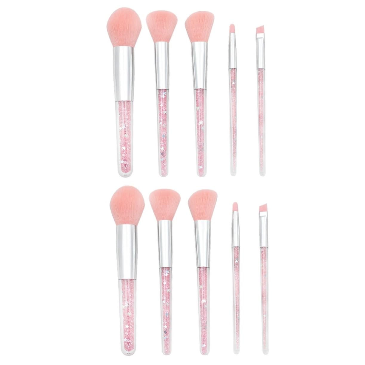 FRCOLOR Set di 10 pennelli professionali per make-up da viaggio, pennelli per make-up con diamantini, pennelli per il trucco, per il trucco, per il viso, per il trucco, da viaggio, con cristalli rosa