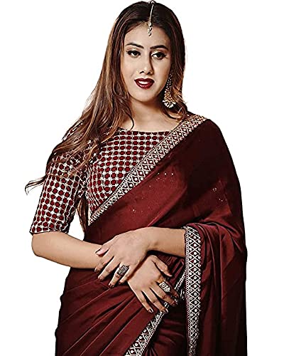Nplash Fashion Women’s Silk Embroidery Border Saree with Heavy Work Blouse Unstitched Piece Nplash Fashion Women’s Silk Embroidery Border Saree with Heavy Work Blouse Unstitched Piece