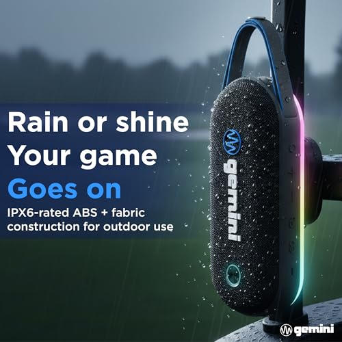 Image of Gemini Magnetic Bluetooth Golf Cart Speaker, Waterproof (BeatGrip Pro) | Magnetic golf cart speaker, waterproof - 8 hr battery, USB-C - 8 LED modes, mic - multi-link to 50