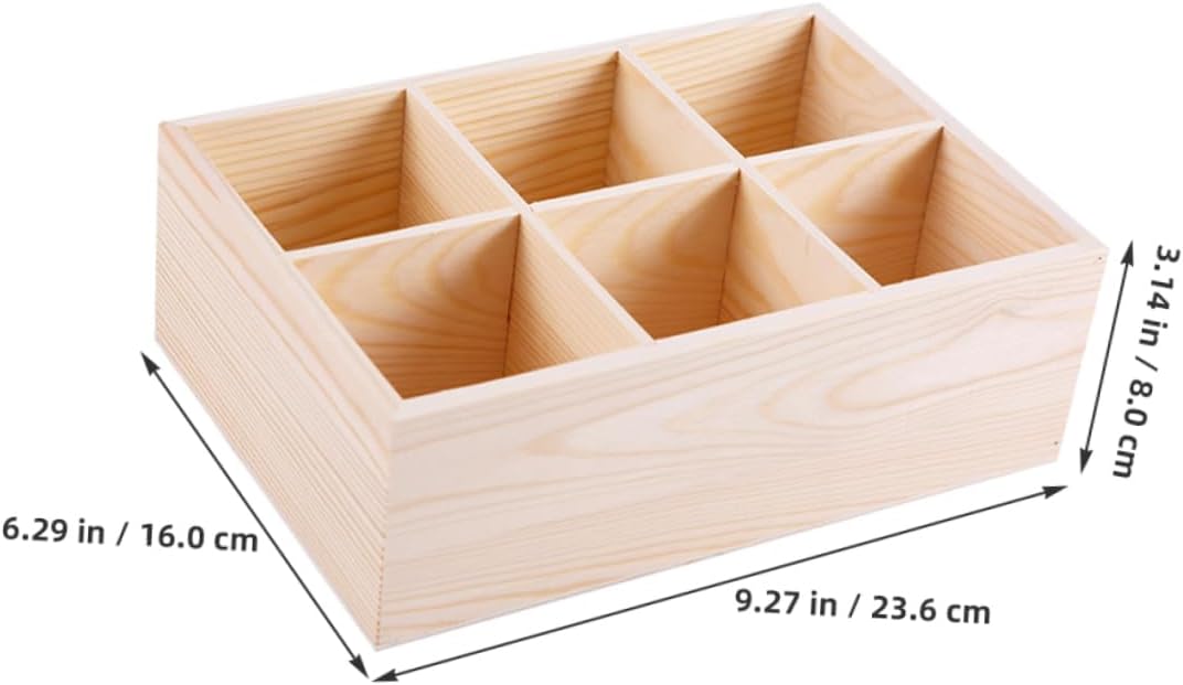 Wooden 6 Compartment Crayon Storage Box for Pencil Marker Organization image 2